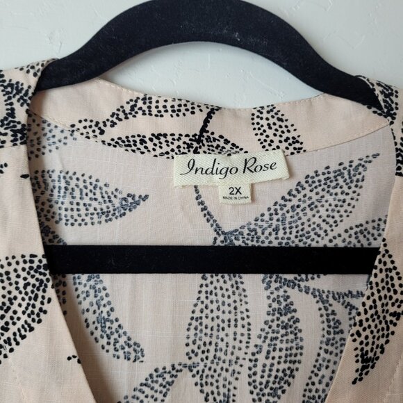 Indigo Rose Plus Size Leaves Boho Blouse - Picture 7 of 7